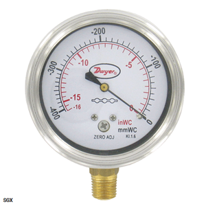SGX SGF Stainless Steel Low Pressure Gage 02496
